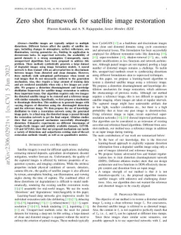 Zero shot framework for satellite image restoration
