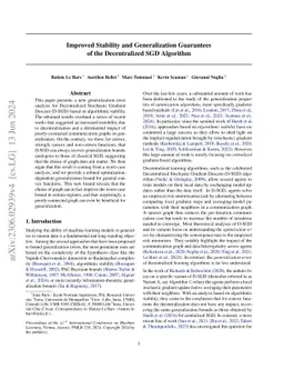 Improved Stability and Generalization Guarantees of the Decentralized
  SGD Algorithm