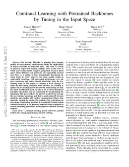 Continual Learning with Pretrained Backbones by Tuning in the Input
  Space