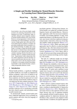 A Simple and Flexible Modeling for Mental Disorder Detection by Learning
  from Clinical Questionnaires