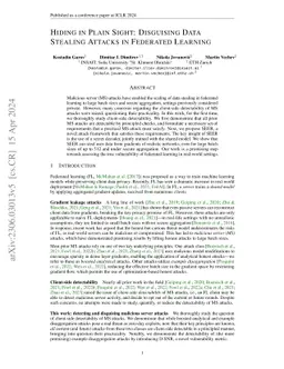 Hiding in Plain Sight: Disguising Data Stealing Attacks in Federated
  Learning