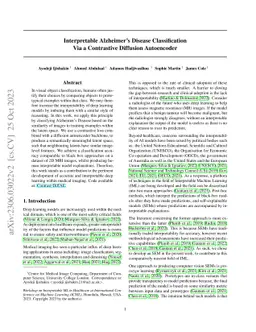 Interpretable Alzheimer's Disease Classification Via a Contrastive
  Diffusion Autoencoder