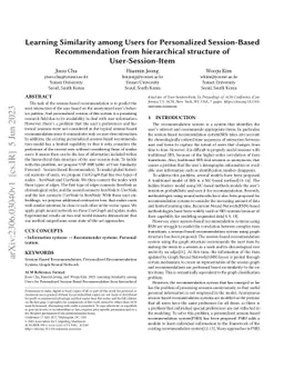 Learning Similarity among Users for Personalized Session-Based
  Recommendation from hierarchical structure of User-Session-Item