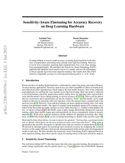 Sensitivity-Aware Finetuning for Accuracy Recovery on Deep Learning
  Hardware