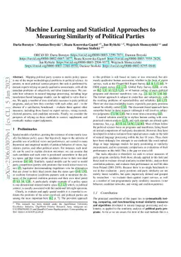 Machine Learning and Statistical Approaches to Measuring Similarity of
  Political Parties