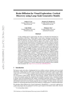 Brain Diffusion for Visual Exploration: Cortical Discovery using Large
  Scale Generative Models