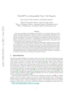 ChatGPT is a Remarkable Tool -- For Experts