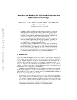 Sampling and Ranking for Digital Ink Generation on a tight computational
  budget