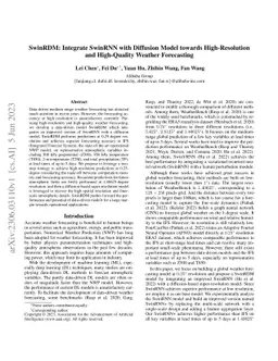 SwinRDM: Integrate SwinRNN with Diffusion Model towards High-Resolution
  and High-Quality Weather Forecasting