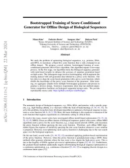 Bootstrapped Training of Score-Conditioned Generator for Offline Design
  of Biological Sequences