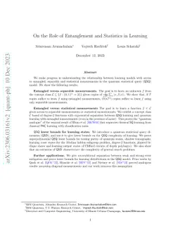 On the Role of Entanglement and Statistics in Learning