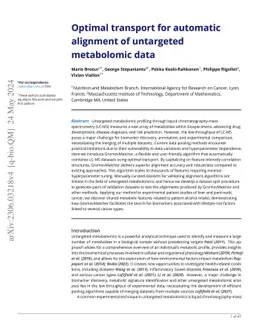 Optimal transport for automatic alignment of untargeted metabolomic data
