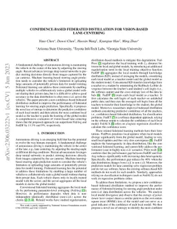 Confidence-based federated distillation for vision-based lane-centering