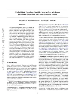 Probabilistic Unrolling: Scalable, Inverse-Free Maximum Likelihood
  Estimation for Latent Gaussian Models