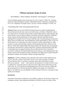 Efficient automatic design of robots