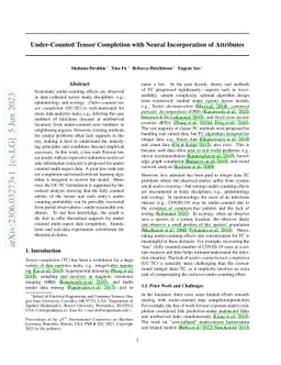 Under-Counted Tensor Completion with Neural Incorporation of Attributes