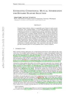 Estimating Conditional Mutual Information for Dynamic Feature Selection