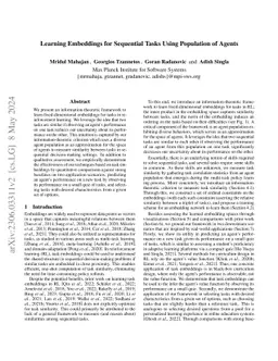Learning Embeddings for Sequential Tasks Using Population of Agents