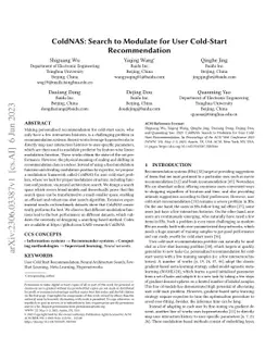 ColdNAS: Search to Modulate for User Cold-Start Recommendation