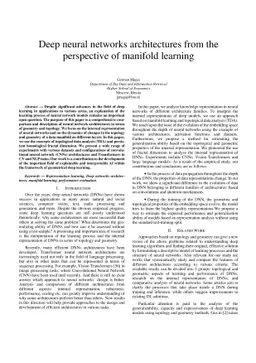 Deep neural networks architectures from the perspective of manifold
  learning