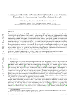 Learning-Based Heuristic for Combinatorial Optimization of the Minimum
  Dominating Set Problem using Graph Convolutional Networks