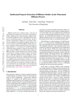 Intellectual Property Protection of Diffusion Models via the Watermark
  Diffusion Process