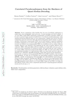 Correlated Pseudorandomness from the Hardness of Quasi-Abelian Decoding