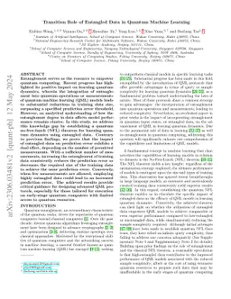 Transition Role of Entangled Data in Quantum Machine Learning