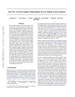 Ada-TTA: Towards Adaptive High-Quality Text-to-Talking Avatar Synthesis