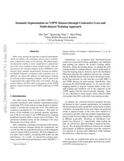 Semantic Segmentation on VSPW Dataset through Contrastive Loss and
  Multi-dataset Training Approach