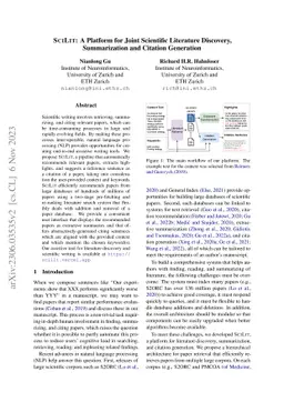 SciLit: A Platform for Joint Scientific Literature Discovery,
  Summarization and Citation Generation
