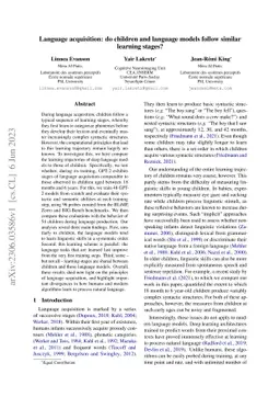 Language acquisition: do children and language models follow similar
  learning stages?
