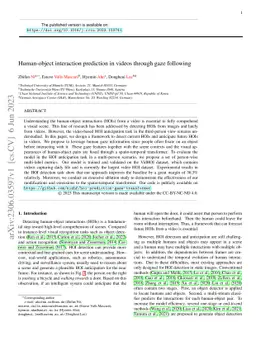 Human-Object Interaction Prediction in Videos through Gaze Following