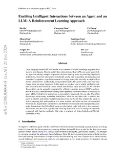Enabling Intelligent Interactions between an Agent and an LLM: A
  Reinforcement Learning Approach