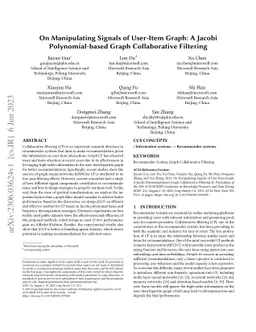 On Manipulating Signals of User-Item Graph: A Jacobi Polynomial-based
  Graph Collaborative Filtering