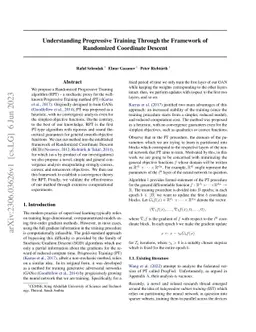Understanding Progressive Training Through the Framework of Randomized
  Coordinate Descent