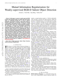 Mutual Information Regularization for Weakly-supervised RGB-D Salient
  Object Detection