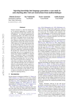 Injecting knowledge into language generation: a case study in
  auto-charting after-visit care instructions from medical dialogue