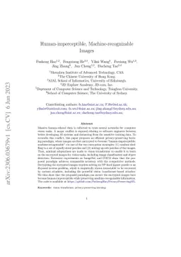 Human-imperceptible, Machine-recognizable Images