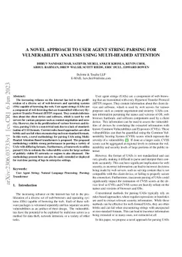 A Novel Approach To User Agent String Parsing For Vulnerability Analysis
  Using Mutli-Headed Attention