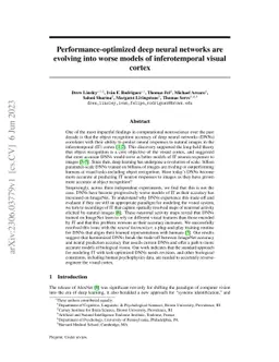 Performance-optimized deep neural networks are evolving into worse
  models of inferotemporal visual cortex