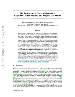 The Emergence of Essential Sparsity in Large Pre-trained Models: The
  Weights that Matter