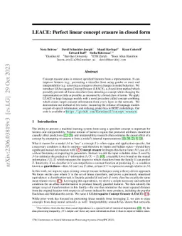 LEACE: Perfect linear concept erasure in closed form