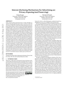 Interest-disclosing Mechanisms for Advertising are Privacy-Exposing (not
  Preserving)