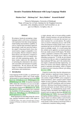 Iterative Translation Refinement with Large Language Models