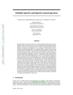 Globally injective and bijective neural operators