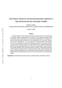 Information criteria for structured parameter selection in high
  dimensional tree and graph models