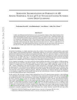 Semantic Segmentation of Porosity in 4D Spatio-Temporal X-ray μCT of
  Titanium Coated Ni wires using Deep Learning