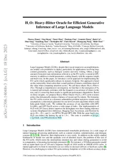 H$_2$O: Heavy-Hitter Oracle for Efficient Generative Inference of Large
  Language Models