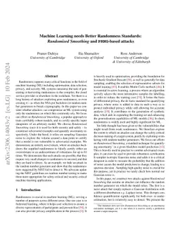Machine Learning needs Better Randomness Standards: Randomised Smoothing
  and PRNG-based attacks